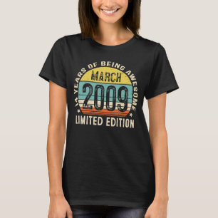 14e verjaardag Jongen maart 2009 14 jaar T-shirt