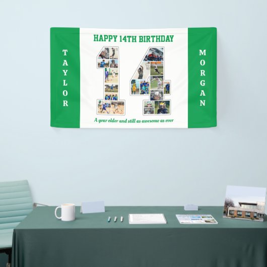 14e verjaardag Jubileum nummer 14 fotocollage Spandoek (Beurs)