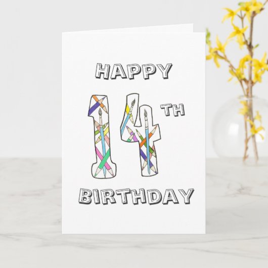 14e verjaardag Kaart (Gele Bloem)