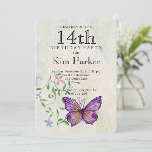 14e verjaardag kaart (Staand voorkant)