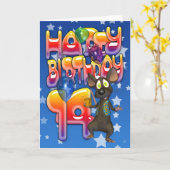 14e verjaardag Kaart, Happy Birthday Kaart (Gele Bloem)