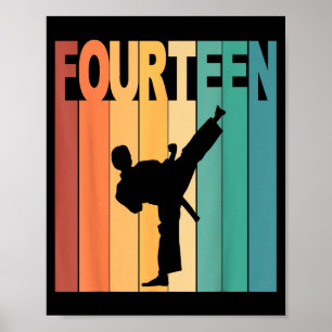 14e verjaardag Karate Taekwondo Thema 14 Jaar Oud Poster