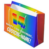 14e verjaardag: kleurrijk, vun regenboogpatroon #  groot cadeauzakje (Voorkant Gekanteld)