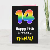 14e verjaardag: kleurrijke regenboog # 14, Naam va Kaart (Voorkant)