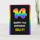 14e verjaardag: kleurrijke regenboog # 14, Naam va Kaart (Voorkant)