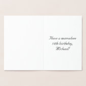 14e verjaardag: legant,  script; aangepaste naam folie kaarten (Binnen)