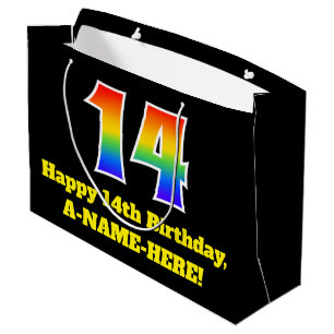 14e verjaardag ~ Leuk, Kleurrijk, Levendig, Regenb Groot Cadeauzakje
