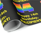 14e verjaardag: leuke, kleurrijke regenboog geïnsp cadeaupapier (Rol Hoek)