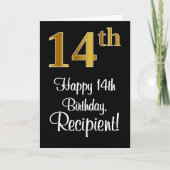 14e verjaardag ~ Luxurieuze Faux Gold-look # Kaart (Voorkant)