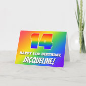 14e verjaardag: Meerkleurig regenboogpatroon # 14 Kaart (Voorkant)