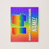 14e verjaardag — Meerkleurig regenboogpatroon "14" Legpuzzel (Verticaal)