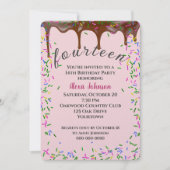 14e verjaardag met chocolade ijsjes en strooisel kaart (Voorkant)