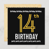 14e verjaardag Modern Gold en Black Kaart (Voorkant / Achterkant)