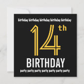 14e verjaardag Modern Gold en Black Kaart (Voorkant)