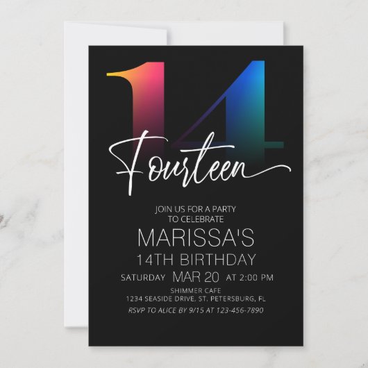 14e verjaardag Modern Kaart (Voorkant)