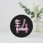 14e verjaardag Moderne roze en zwarte W689B12 Kaart (Staand voorkant)