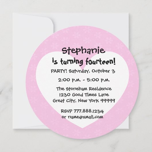 14e verjaardag Moderne roze en zwarte W689B12 Kaart (Achterkant)