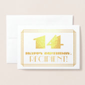 14e verjaardag; naam + Art Deco geïnspireerd als " Folie Kaarten (Voorkant met envelop)