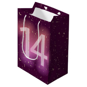 14e verjaardag Neon bord met gouden confetti Medium Cadeauzakje