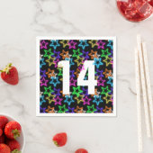 14e verjaardag Neon sterren op zwart Servet (Insitu)