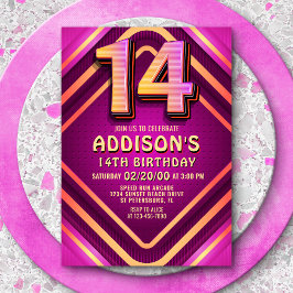 14e verjaardag Neon uitnodiging