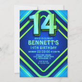 14e verjaardag Neon uitnodiging (Voorkant)