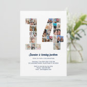 14e verjaardag nummer 14 aangepaste fotocollage kaart (Staand voorkant)