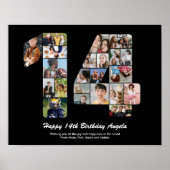 14e verjaardag nummer 14 aangepaste fotocollage poster (Voorkant)