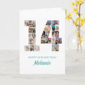 14e verjaardag nummer 14 Fotocollage gepersonalise Kaart (Gele Bloem)