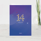 14e verjaardag - nummer 14 in sterren - blauw - le kaart (Achterkant)