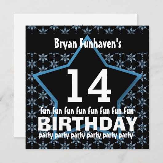 14e verjaardag of eender welk jaartal zwart-wit V1 Kaart (Voorkant / Achterkant)