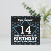 14e verjaardag of eender welk jaartal zwart-wit V1 Kaart (Staand voorkant)