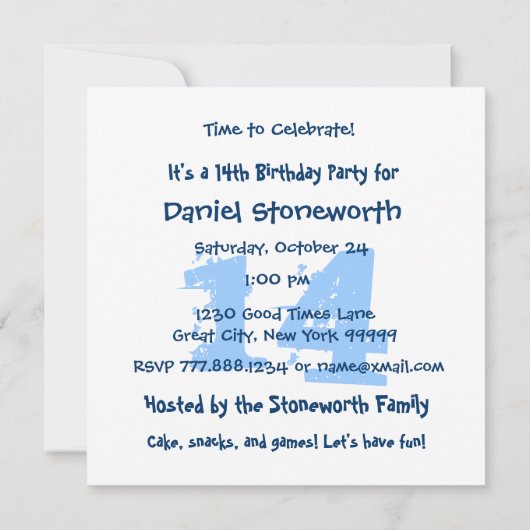 14e verjaardag of eender welk jaartal zwart-wit V1 Kaart (Achterkant)