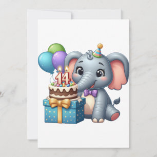 14e verjaardag olifant feestdagenkaart