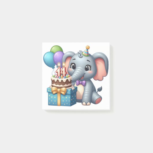 14e verjaardag Olifant Post-it® Notes (Voorkant)