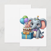 14e verjaardag olifant RSVP kaartje (Voorkant / Achterkant)