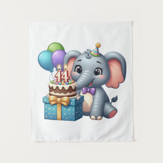 14e verjaardag Olifant Wandkleed (Voorkant)