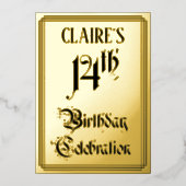 14e verjaardag Partij — Legant Manuscript + de Naa Folie Uitnodiging (Voorkant)