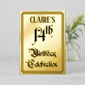 14e verjaardag Partij — Legant Manuscript + de Naa Folie Uitnodiging (Staand Voorkant)