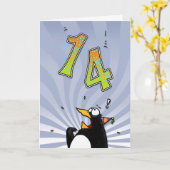 14e verjaardag - Penguin Surprise Kaart (Gele Bloem)