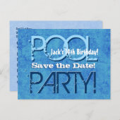 14e verjaardag Pool Party Save the Date V014 Aankondigingskaart (Voorkant / Achterkant)