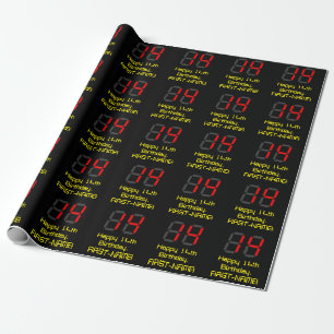14e verjaardag: Red Digital Clock Style "14" + naa Cadeaupapier