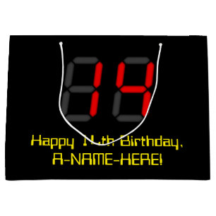 14e verjaardag: Red Digital Clock Style "14" + naa Groot Cadeauzakje