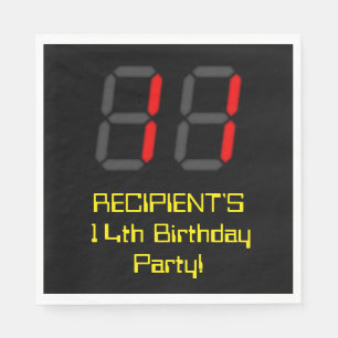 14e verjaardag: Red Digital Clock Style "14" + naa Servet