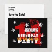 14e verjaardag Red GOLD BLACK A 04 Aankondigingskaart (Voorkant / Achterkant)