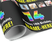 14e verjaardag: Regenboog "14"; Aangepaste foto's  Cadeaupapier (Rol Hoek)