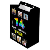 14e verjaardag: Regenboog "14", aangepaste foto's  Medium Cadeauzakje (Achterkant Gekanteld)