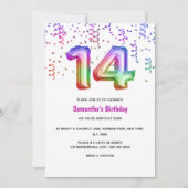 14e verjaardag regenboog glitter kleurrijke feest  kaart (Voorkant)