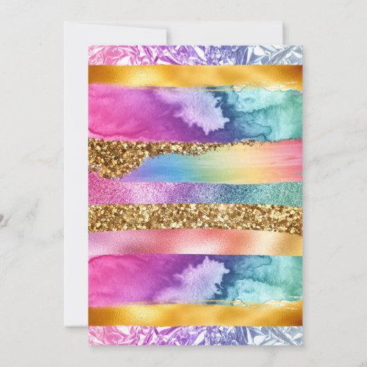 14e verjaardag regenboog glitter kleurrijke feest kaart (Achterkant)