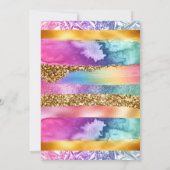14e verjaardag regenbooglitter kleurrijke partij kaart (Achterkant)